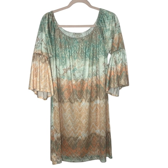 Ariat Bell Sleeve Southwestern Scoop Neck Shift Dress - Picture 3 of 12